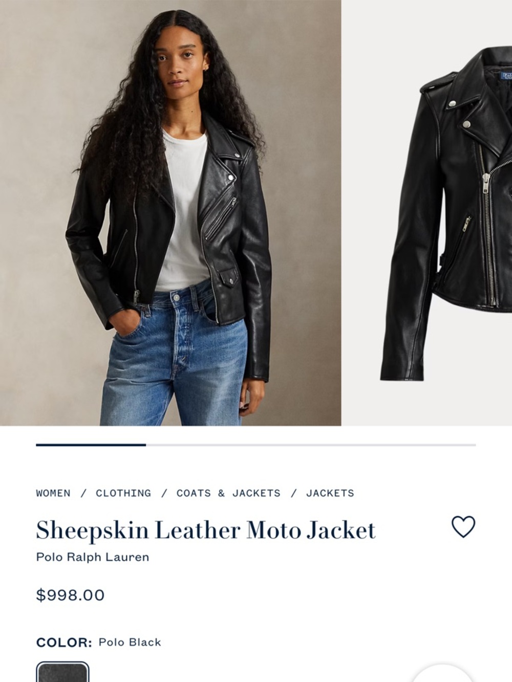 RL Leather Black Asymmetrical Moto Jacket - Picture 10 of 11